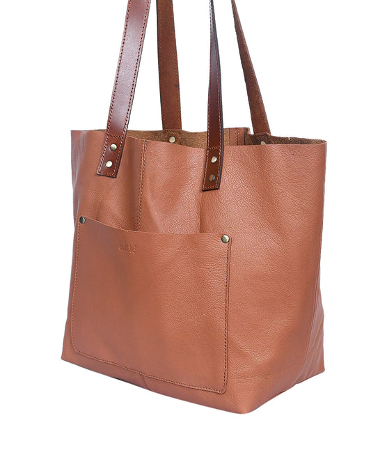 Timeless Elegance: Tan Leather Tote Bag. Art: BG-1547 Pack of 25