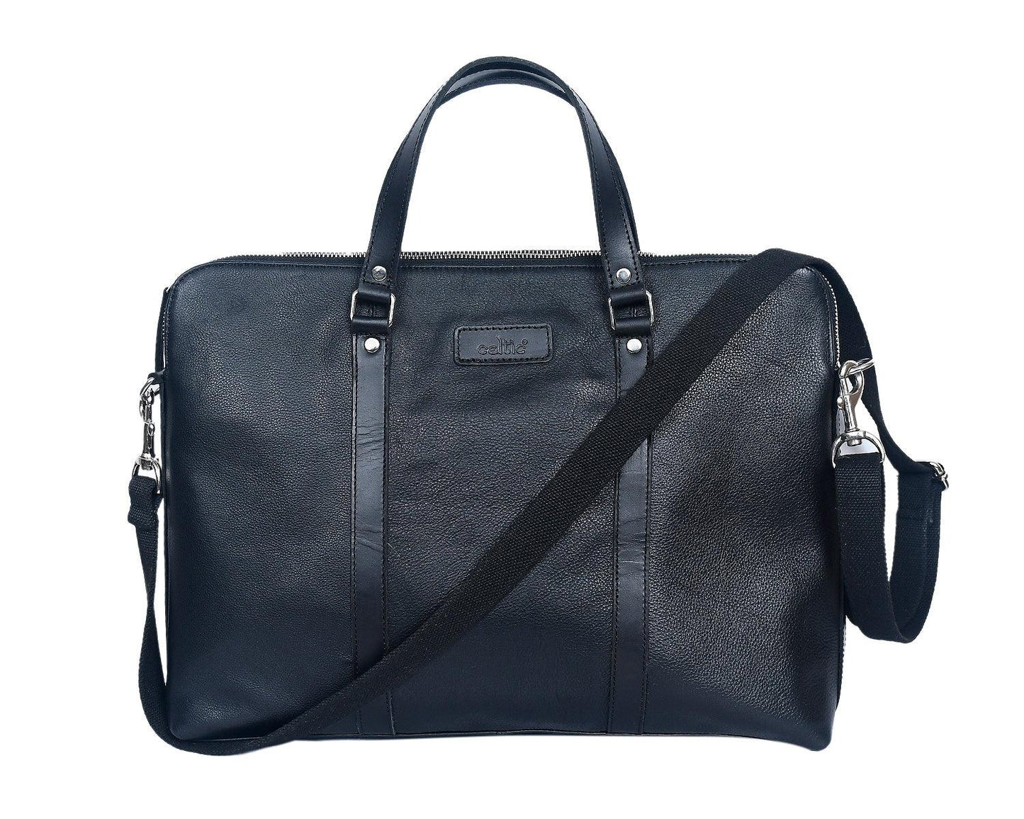 Black color pure leather laptop bag for office use with shoulder strap, Art: BG-1549 Pack of 25