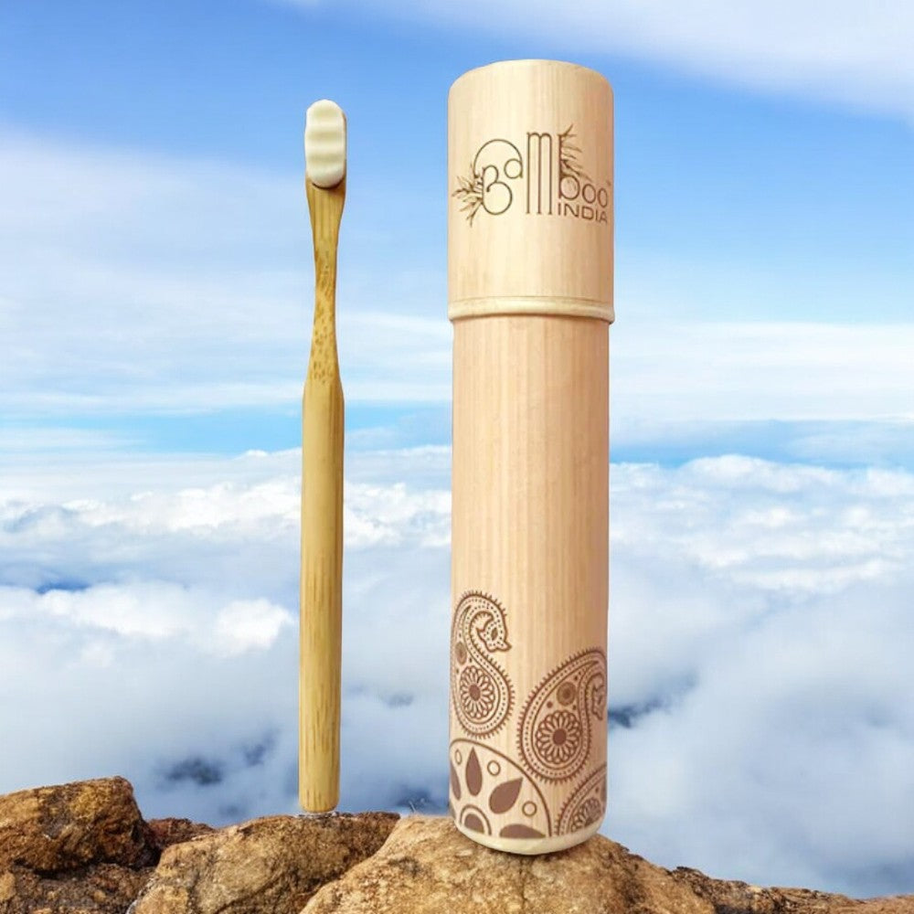 Bamboo Toothbrush Nano White - Round Handle (Pack of 4)