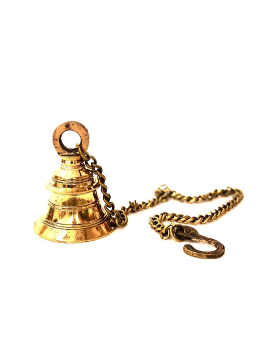 Hanging Brass Bells With Chain Exquisite Handcrafted Indian Art From Tamrapatra Pack of 50