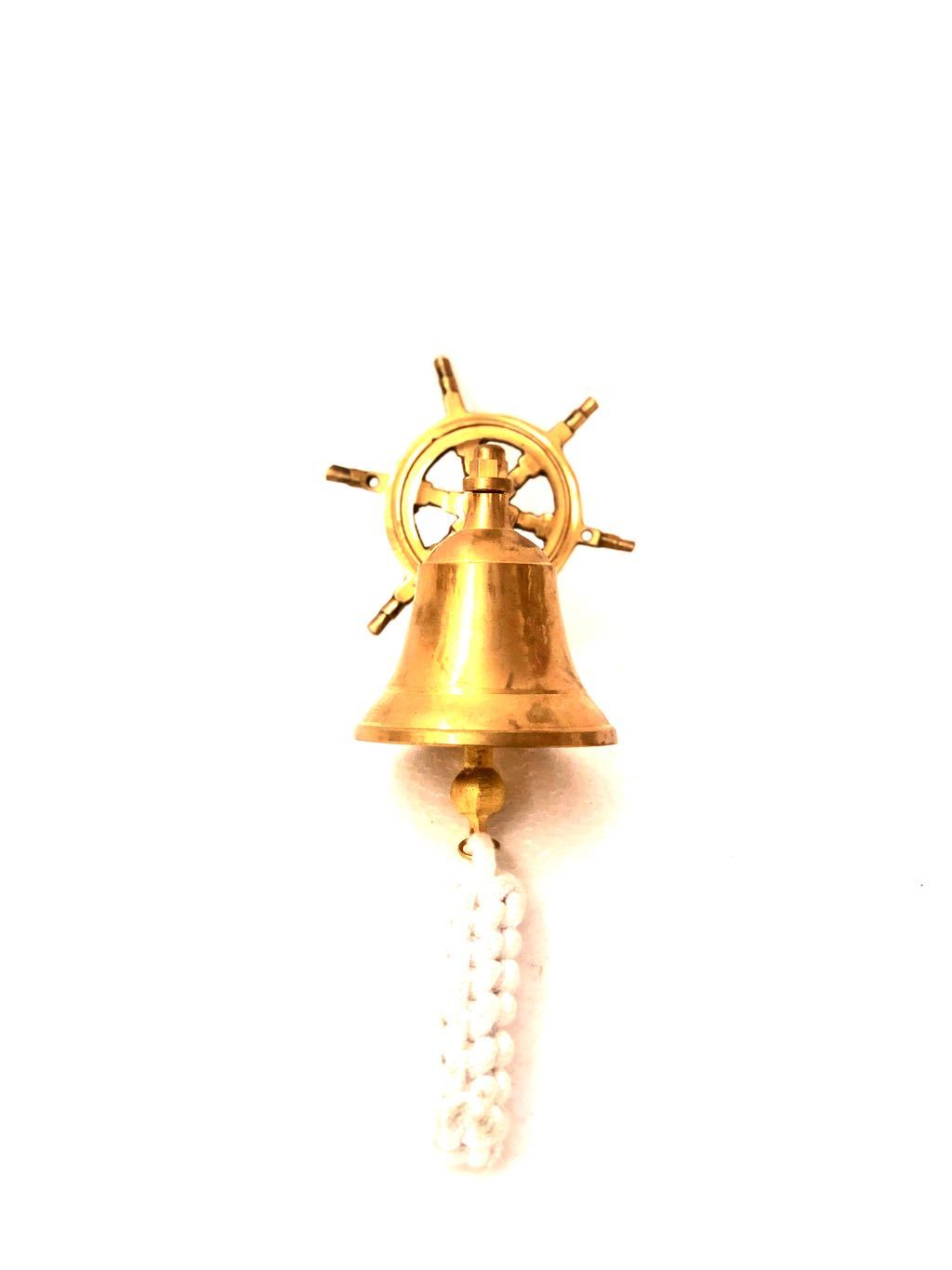 Brass Bell For Wall Hanging Door & Temple With Peacock & Ship's Helm By Tamrapatra Pack of 25
