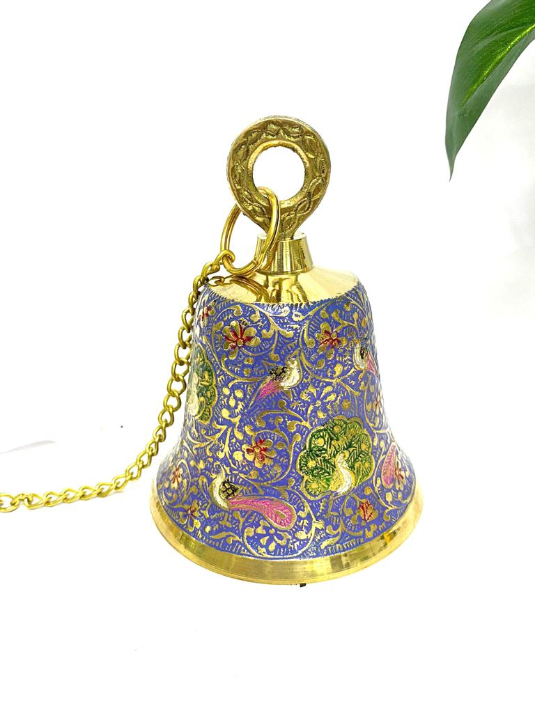 New Brass Temple Bells Inlay Ancient Handcrafted Work Hangings By Tamrapatra Pack of 50
