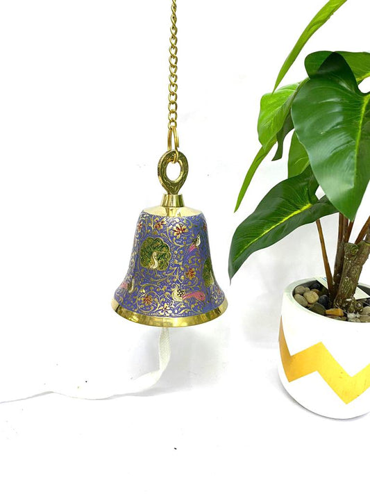 New Brass Temple Bells Inlay Ancient Handcrafted Work Hangings By Tamrapatra Pack of 50