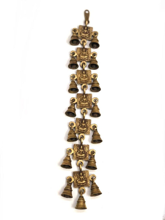 Divine Brass Hangings Temple Décor Ganesh Lakshmi Sarasvati By Tamrpatra Pack of 25