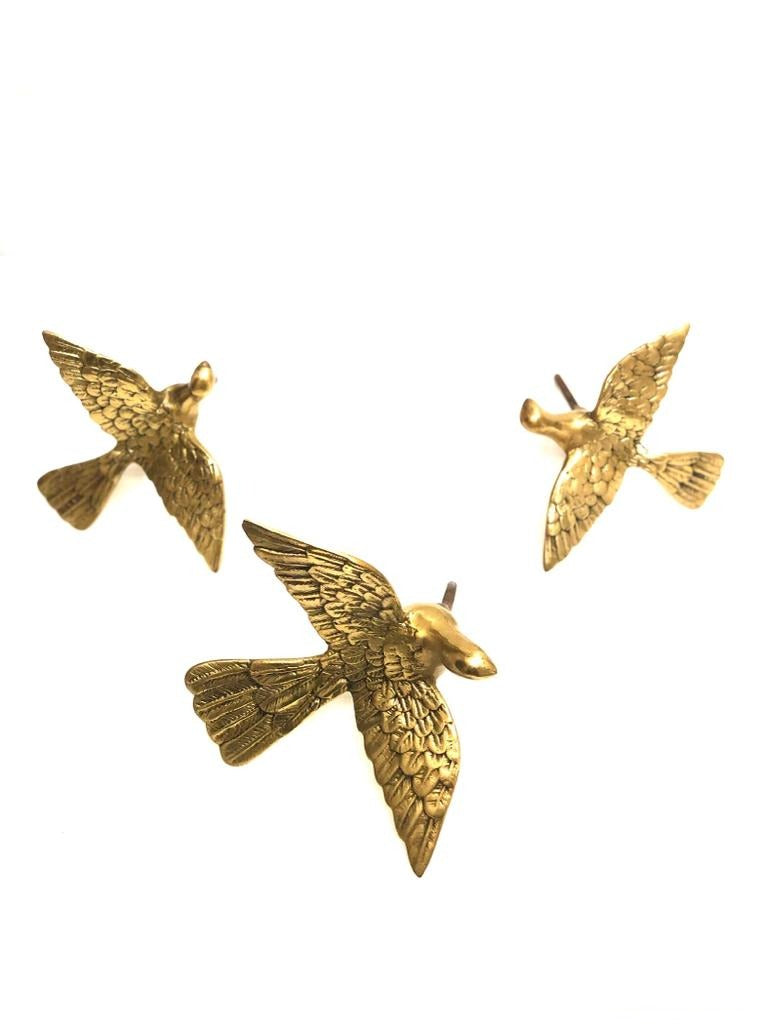 Brass Birds Beautiful Creations From Indian Artisans In Set Of 3 Wall Art Tamrapatra Pack of 50