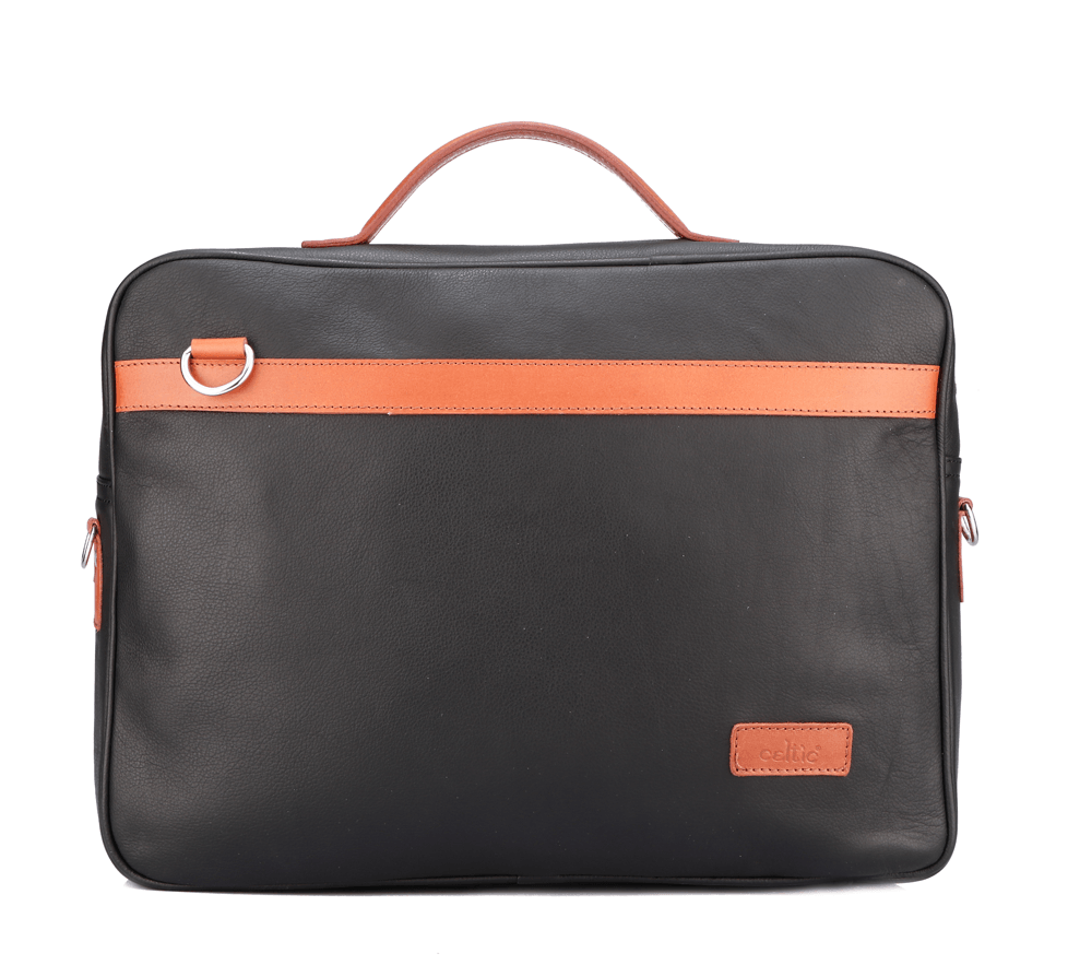 Black color pure leather laptop bag for office use with delightful and elegant look, Art: BG-1710 Pack of 25