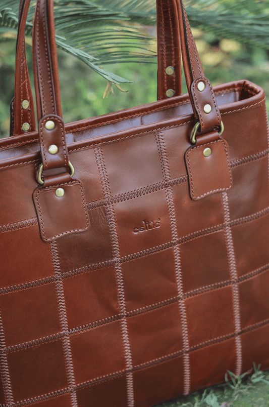 "Chic Contrast: Brown Tote Bag with Stylish Stitching for Timeless Elegance" Art: BG-1526-Z Pack of 25
