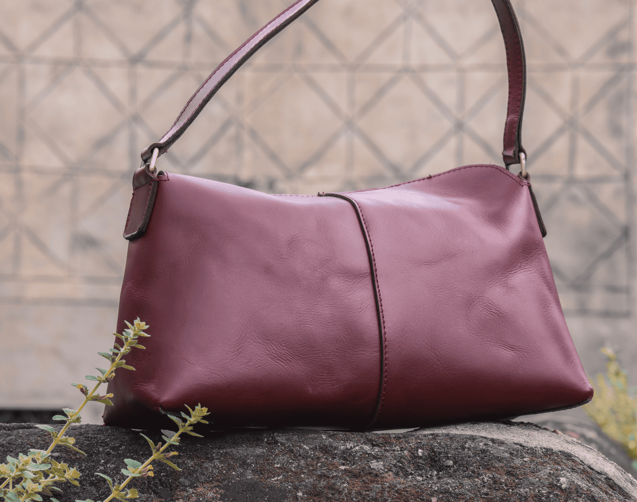 Exquisite Burgundy Leather Sling Bag, Art: BG-1744 Pack of 25