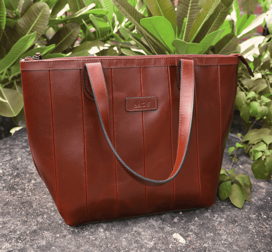Brown Leather Tote Bag, handcrafted with love in India, Art: BG-1577 Pack of 25