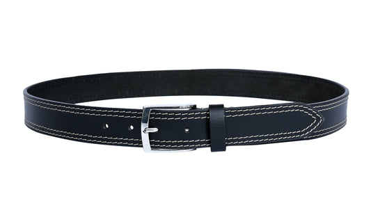 Introducing our "Eclipse Noir" Black Leather Belt with White Stitching. Art: LB-822 Pack of 50