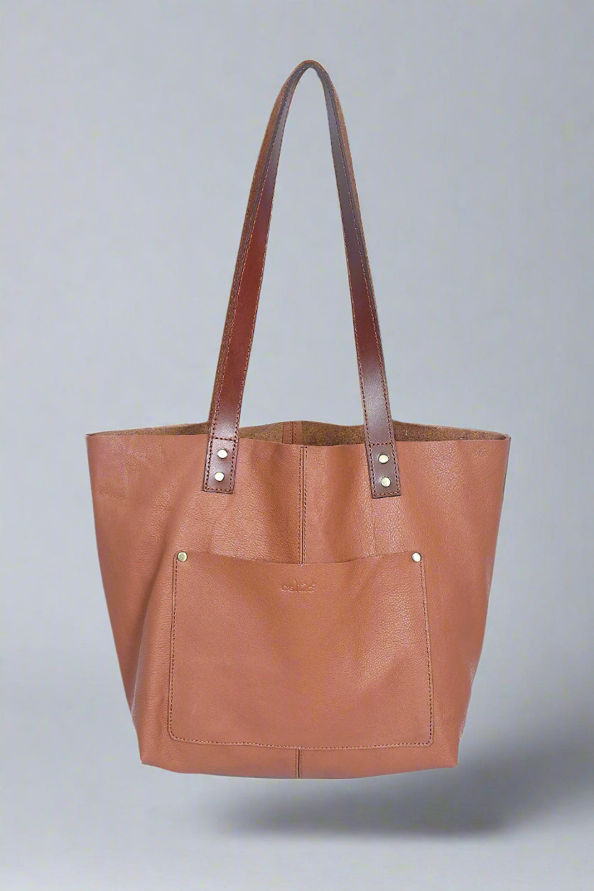 Timeless Elegance: Tan Leather Tote Bag. Art: BG-1547 Pack of 25