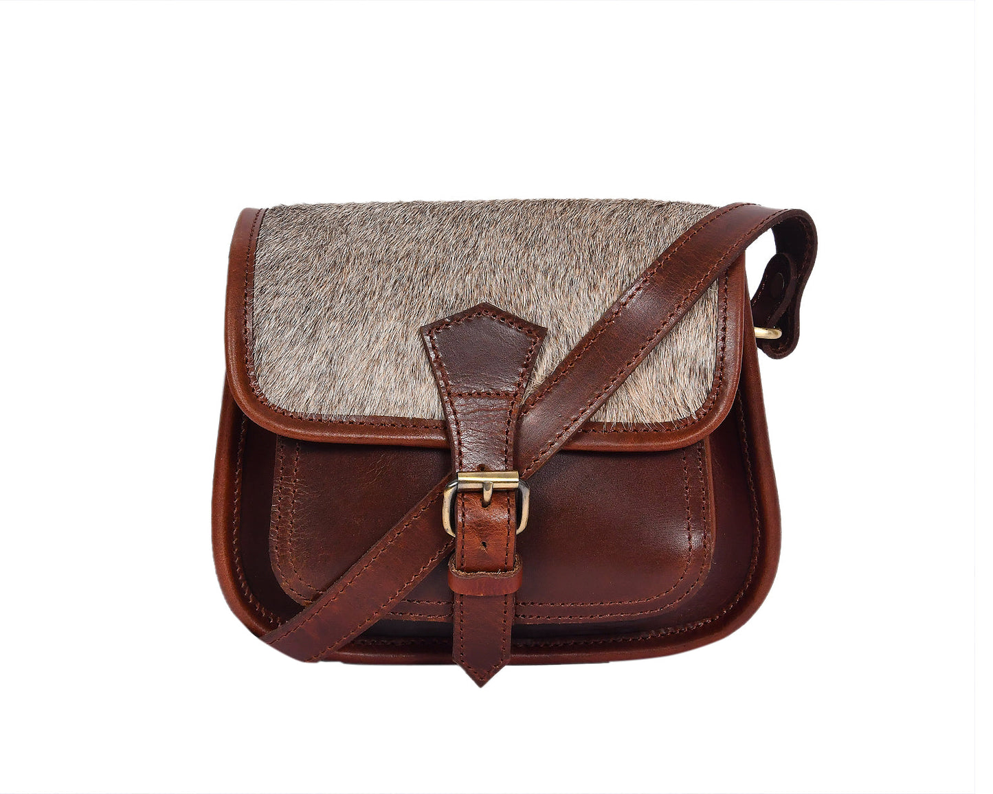 Elevate Your Style with our Grey Hair on Leather Sling Bag. Art: BG-1443 Pack of 25