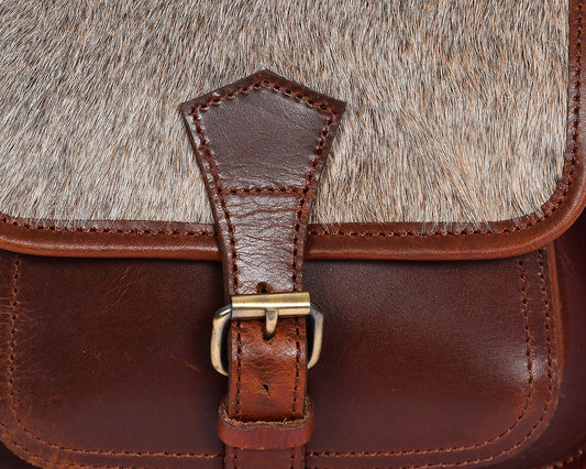 Elevate Your Style with our Grey Hair on Leather Sling Bag. Art: BG-1443 Pack of 25