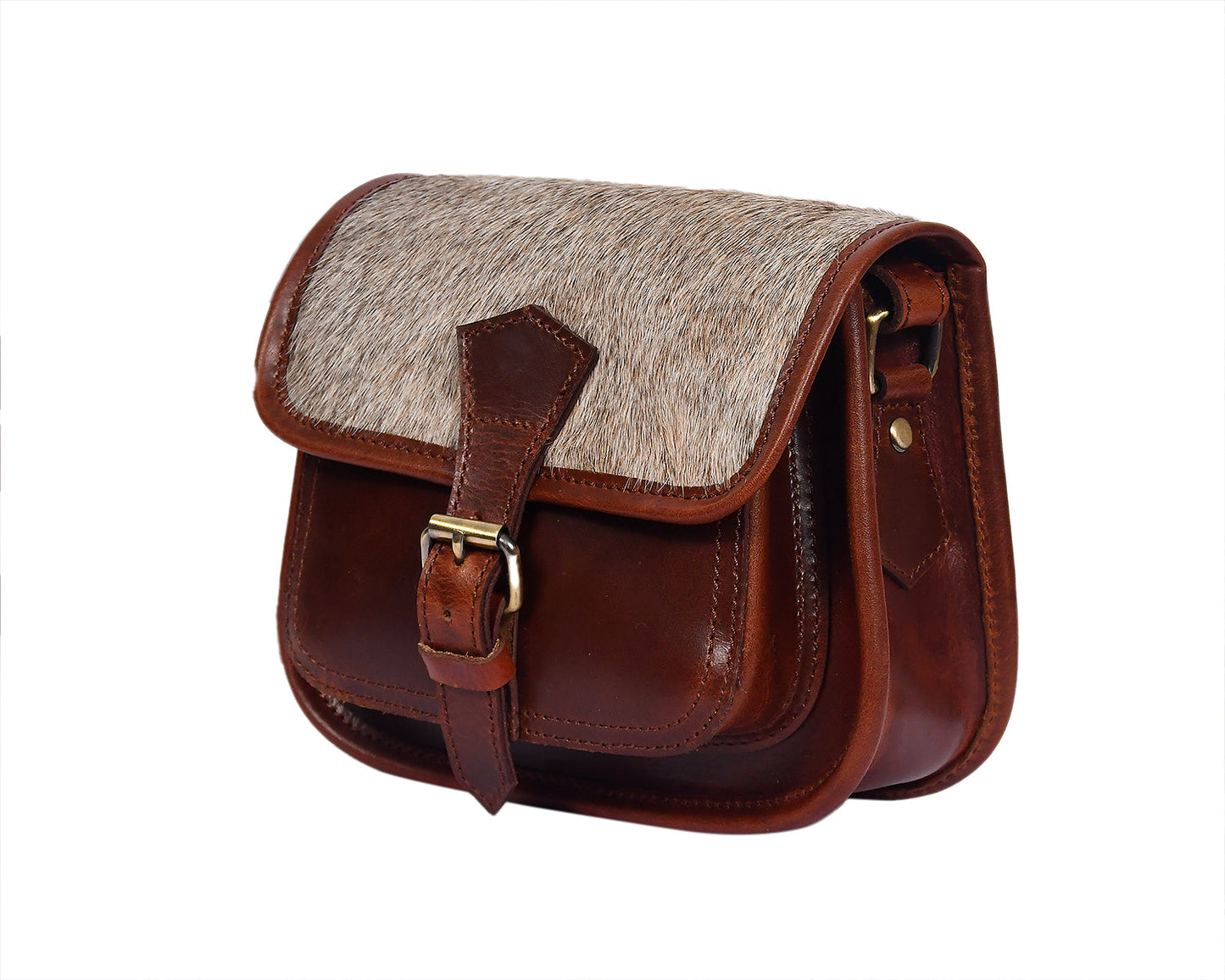 Elevate Your Style with our Grey Hair on Leather Sling Bag. Art: BG-1443 Pack of 25