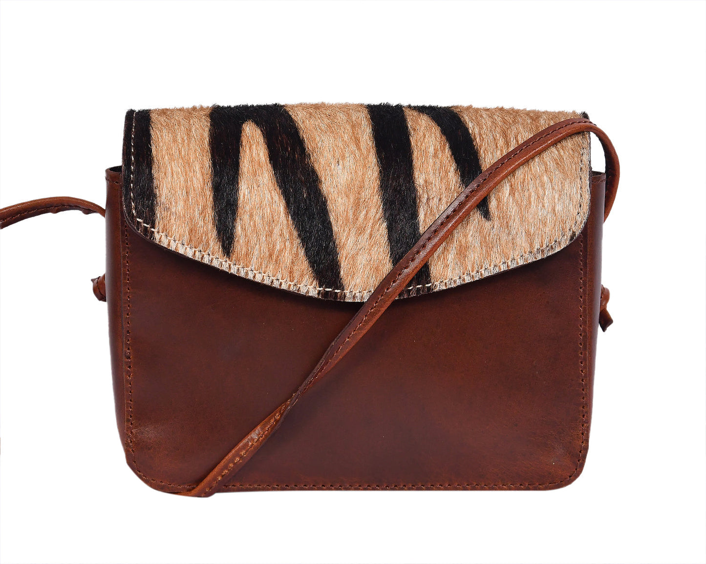 Elevate - Brown Leather Sling Bag with Hair-On Leather, Art: BG-1445 Pack of 25