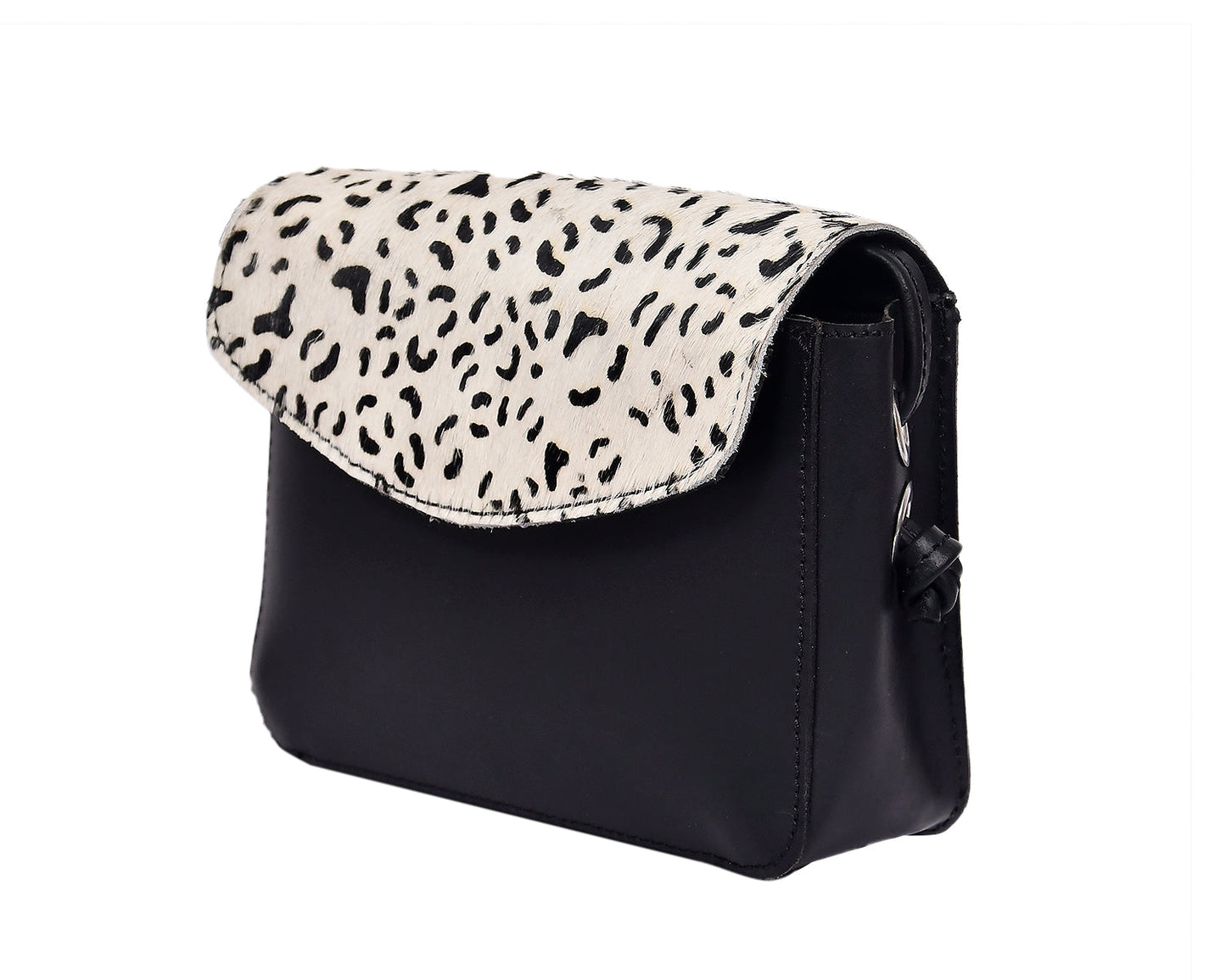Elegance and Versatility Combined Black Leather Sling Bag with Printed Hair-On. Art: BG-1449 Pack of 25