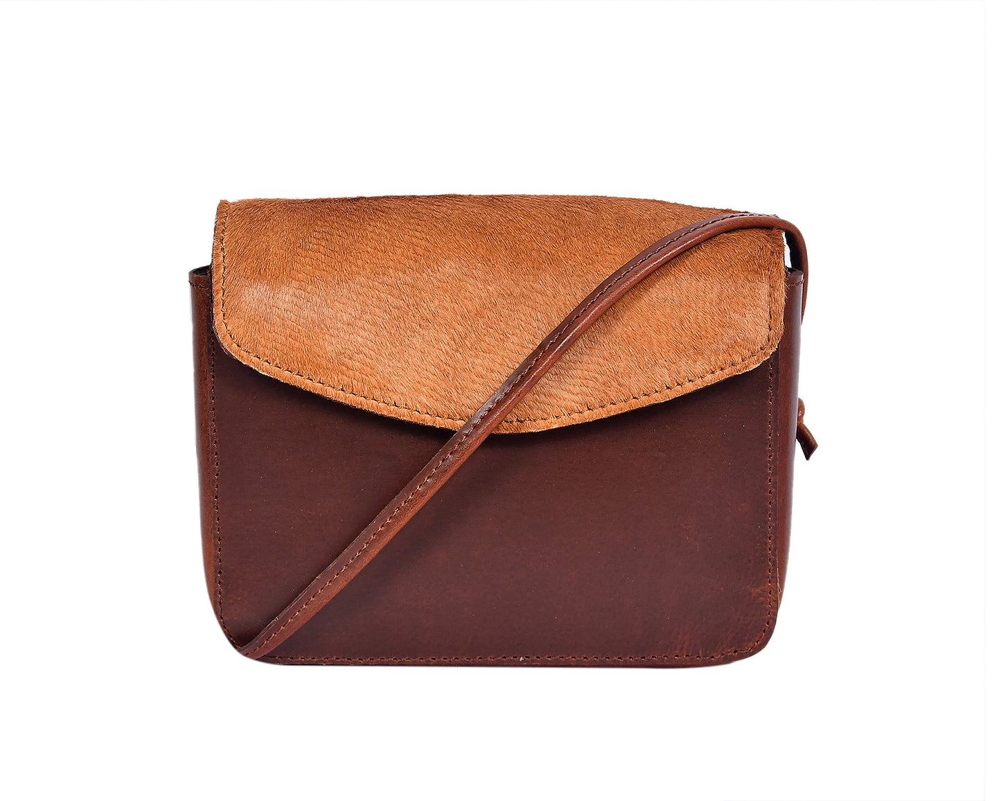 Elevate Your Style with our Brown Leather Sling Bag with Hair-On Detailing. Art: BG-1450 Pack of 25