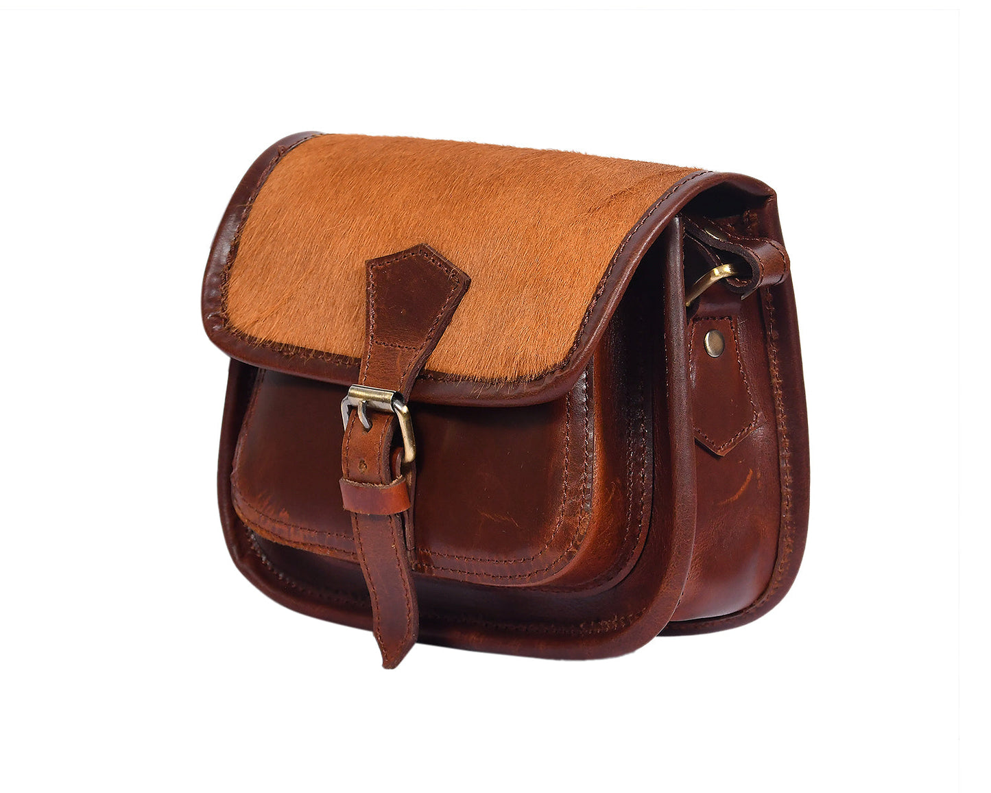 Elegant Brown Hair on Leather Sling Bag: Stylish and Functional. Art: BG-1455 Pack of 25