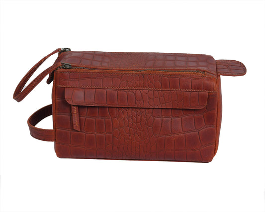 Luxury Brown Leather Toilet Bag: Organize in Style. Art: BG-1395 Pack of 25