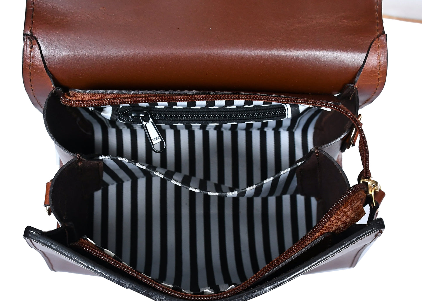 Brown color pure leather sling bag for girls and women with glorious finished work. Art: BG-1566 Pack of 25