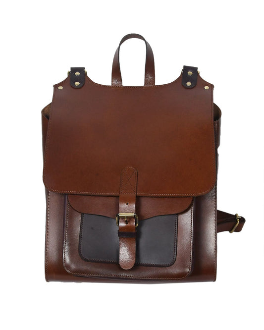 Premium Black and Brown Leather Backpack. Art: BG-1416 Pack of 25