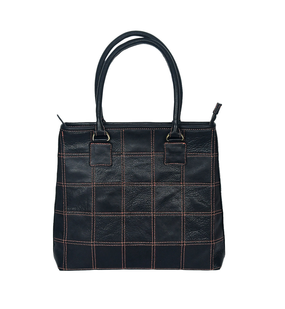 Sophisticated Black Leather Tote Bag with Red Stitching - The Perfect Blend of Elegance and Style. Art: BG-1143 Pack of 25