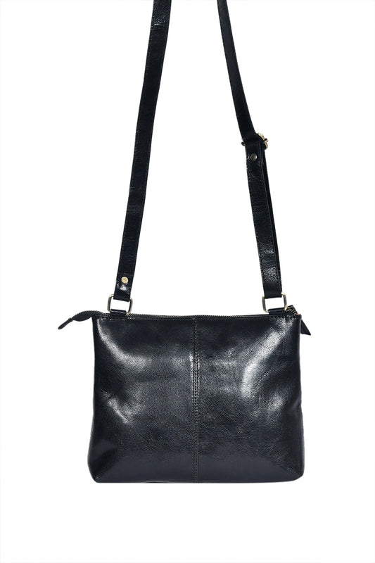 Elevate Your Style with our Black Leather Sling Bag, Art: BG-1428 Pack of 25