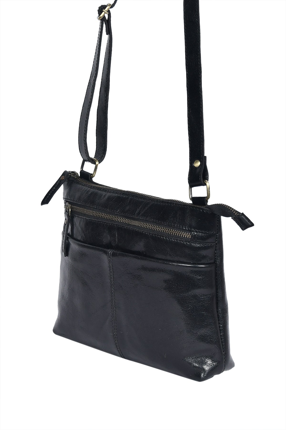 Elevate Your Style with our Black Leather Sling Bag, Art: BG-1428 Pack of 25
