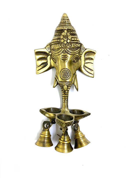 Ganesh Wall Décor With 3 Diya's & Bells Aesthetic Décor Exclusively At Tamrapatra Pack of 50