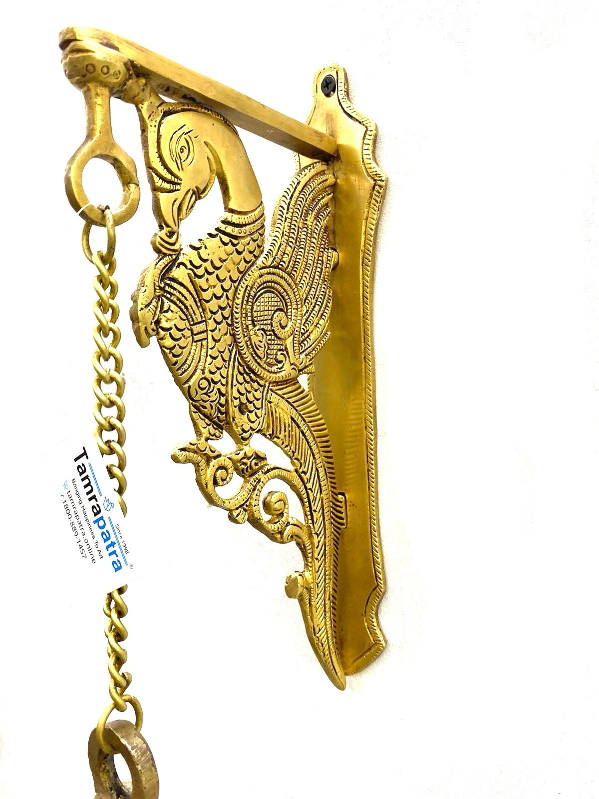 Brass Bell For Wall Hanging Door & Temple With Peacock & Ship's Helm By Tamrapatra Pack of 25