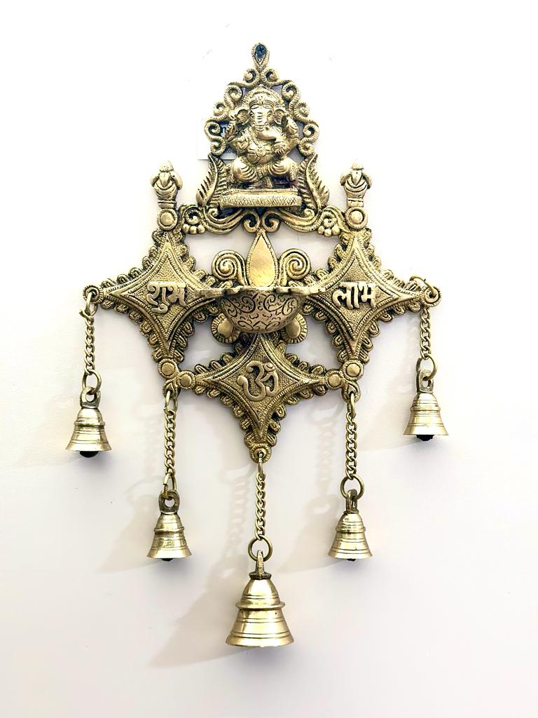 Brass Ganesha Hangings With Bells Exclusive Wall Décor Collection From Tamrapatra Pack of 50