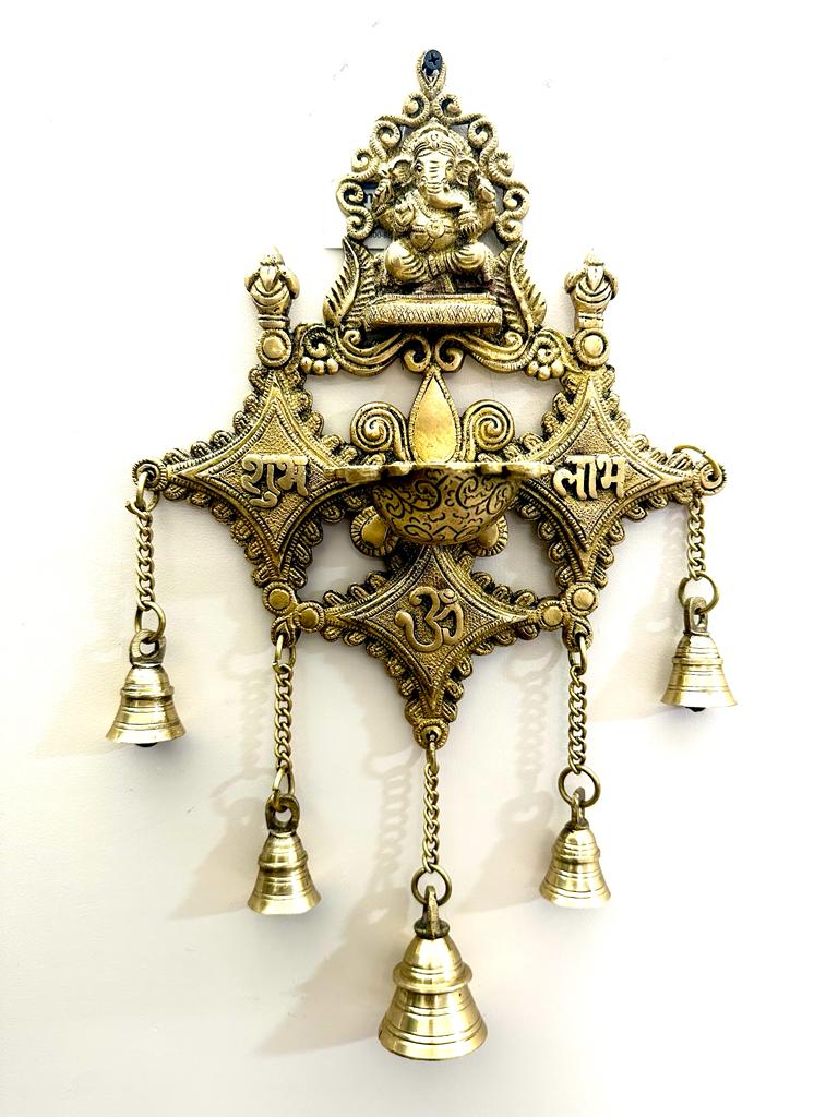 Brass Ganesha Hangings With Bells Exclusive Wall Décor Collection From Tamrapatra Pack of 50