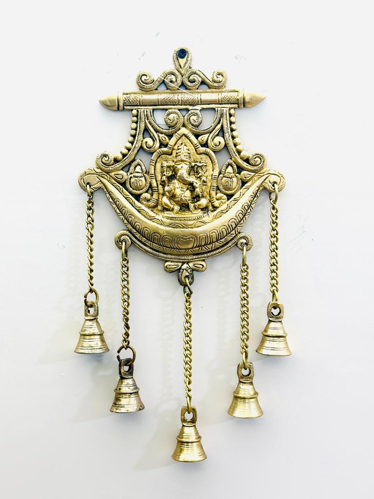 Brass Ganesha Hangings With Bells Exclusive Wall Décor Collection From Tamrapatra Pack of 50
