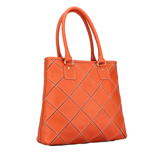Premium Handmade Orange Leather Tote Bag. Art: BG-1558 Pack of 25