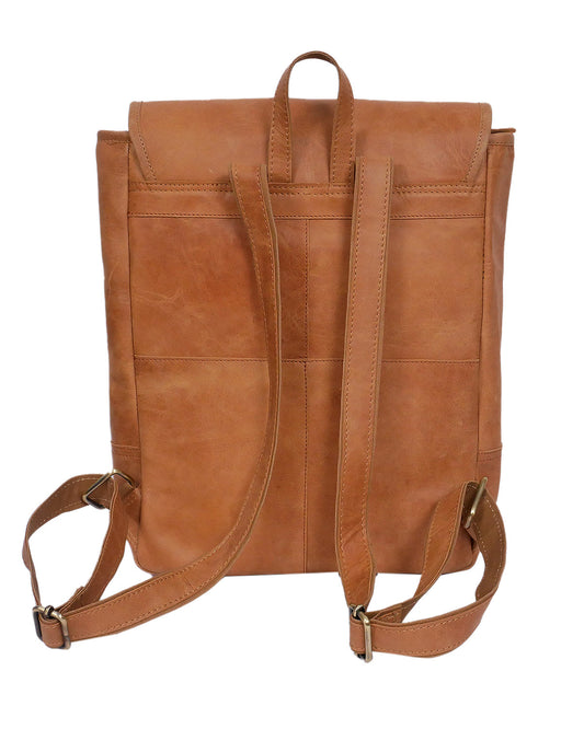 Elevate Your Style with our Classic Tan Leather Backpack. Art: BG-1486 Pack of 25