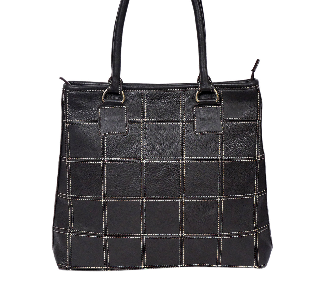 Elevate Your Style with our Black Leather Tote Bag - Classic Elegance with White Stitching. Art: BG-1480 Pack of 25