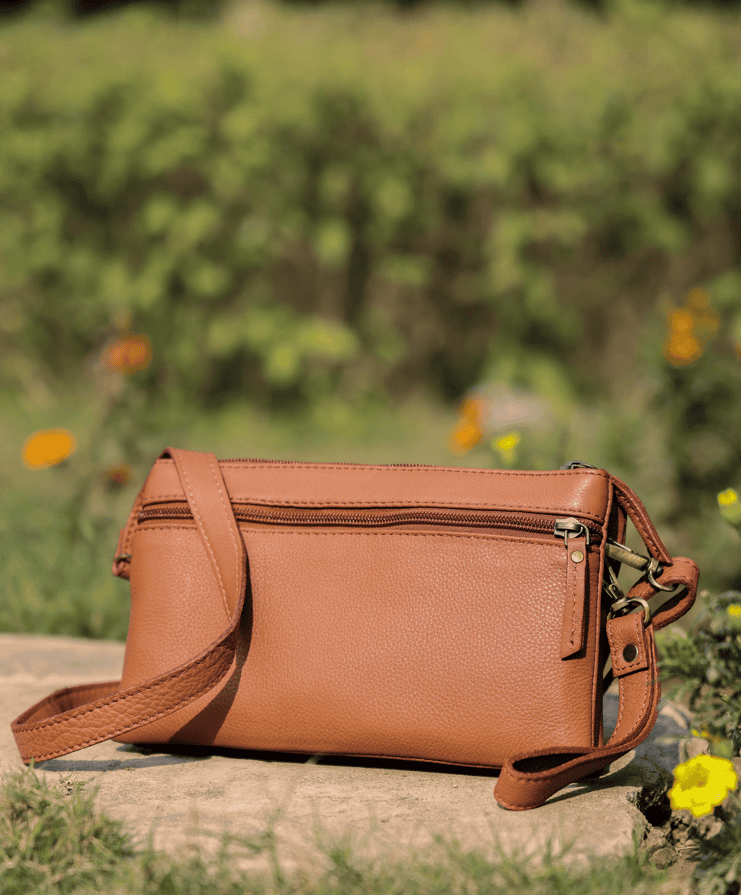 Effortless Elegance: Tan Soft Leather Sling Bag for Stylish Convenience. Art: BG-1584 Pack of 25