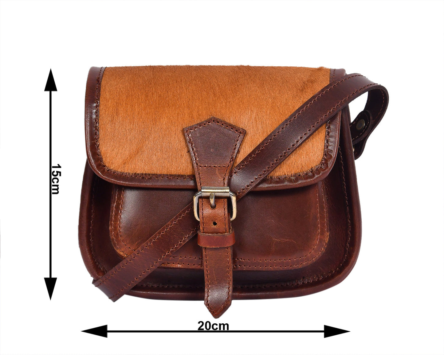 Elegant Brown Hair on Leather Sling Bag: Stylish and Functional. Art: BG-1455 Pack of 25