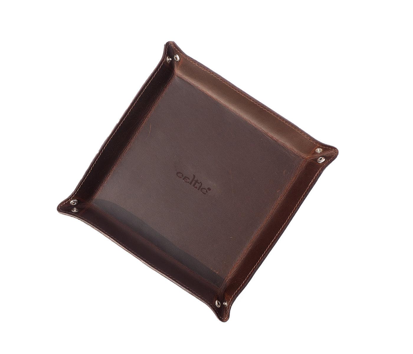 Dark Brown Color Pure Leather Tray For Office Use Pack of 50
