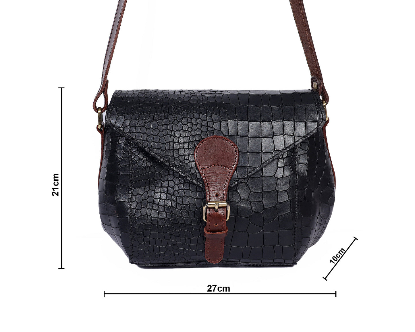 Elevate Your Style with Our Black Croro Leather Sling Bag. Art: BG-1460 Pack of 25