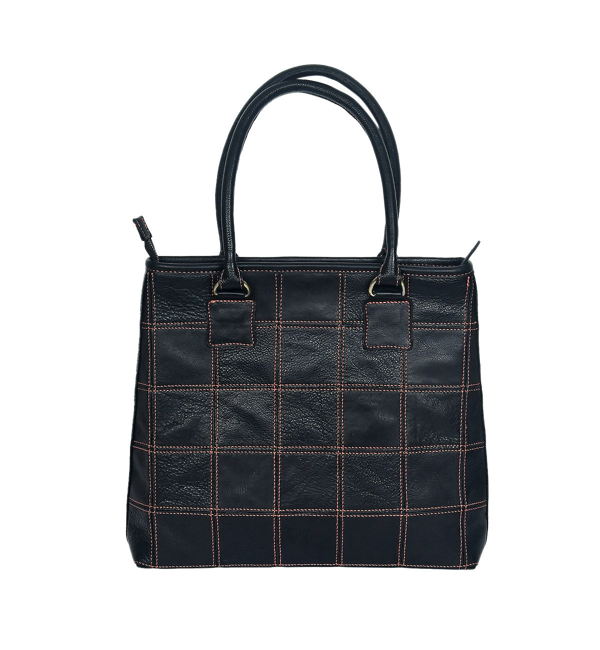 Sophisticated Black Leather Tote Bag with Red Stitching - The Perfect Blend of Elegance and Style. Art: BG-1143 Pack of 25