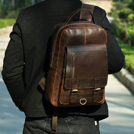 Elevate Your Style – Men's Full-Grain Leather Professional Backpack | Premium & Timeless, Art:- BG-1612 Pack of 25