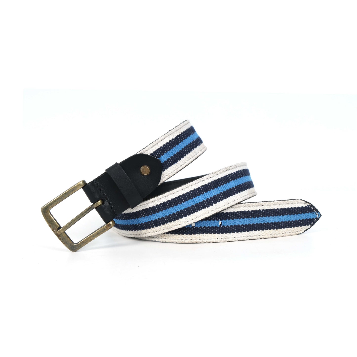 Black Leather Belt with Blue Webbing – 38mm. LB-833 Pack of 50