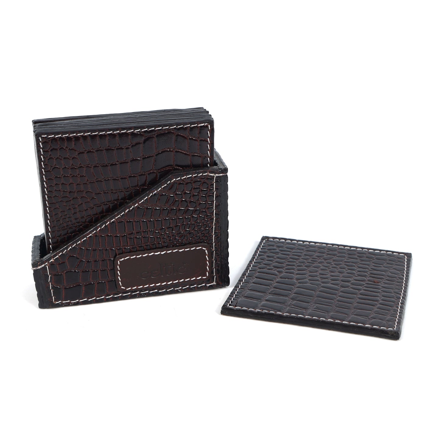 Premium Leather Square Coasters for Office Use – Stylish & Functional Desk Accessory, Art:-LC-02 Pack of 50