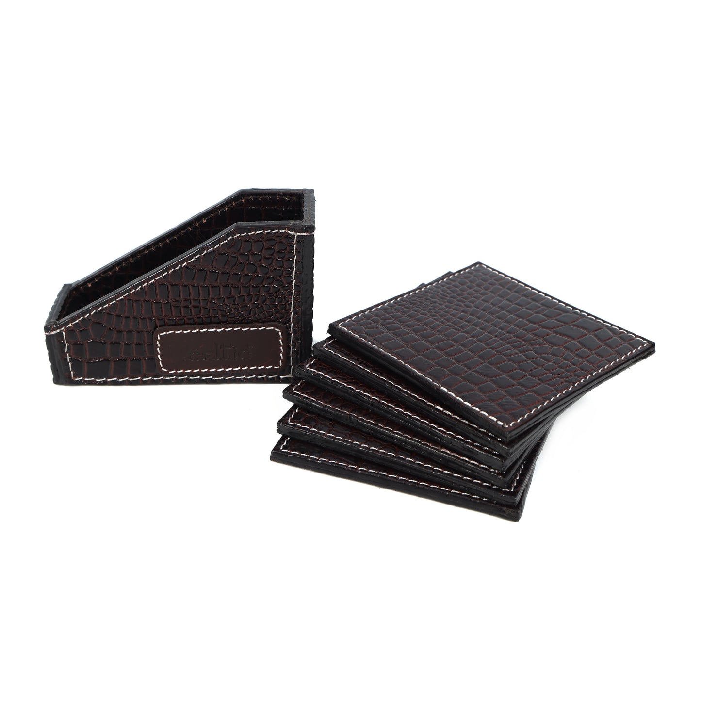 Premium Leather Square Coasters for Office Use – Stylish & Functional Desk Accessory, Art:-LC-02 Pack of 50