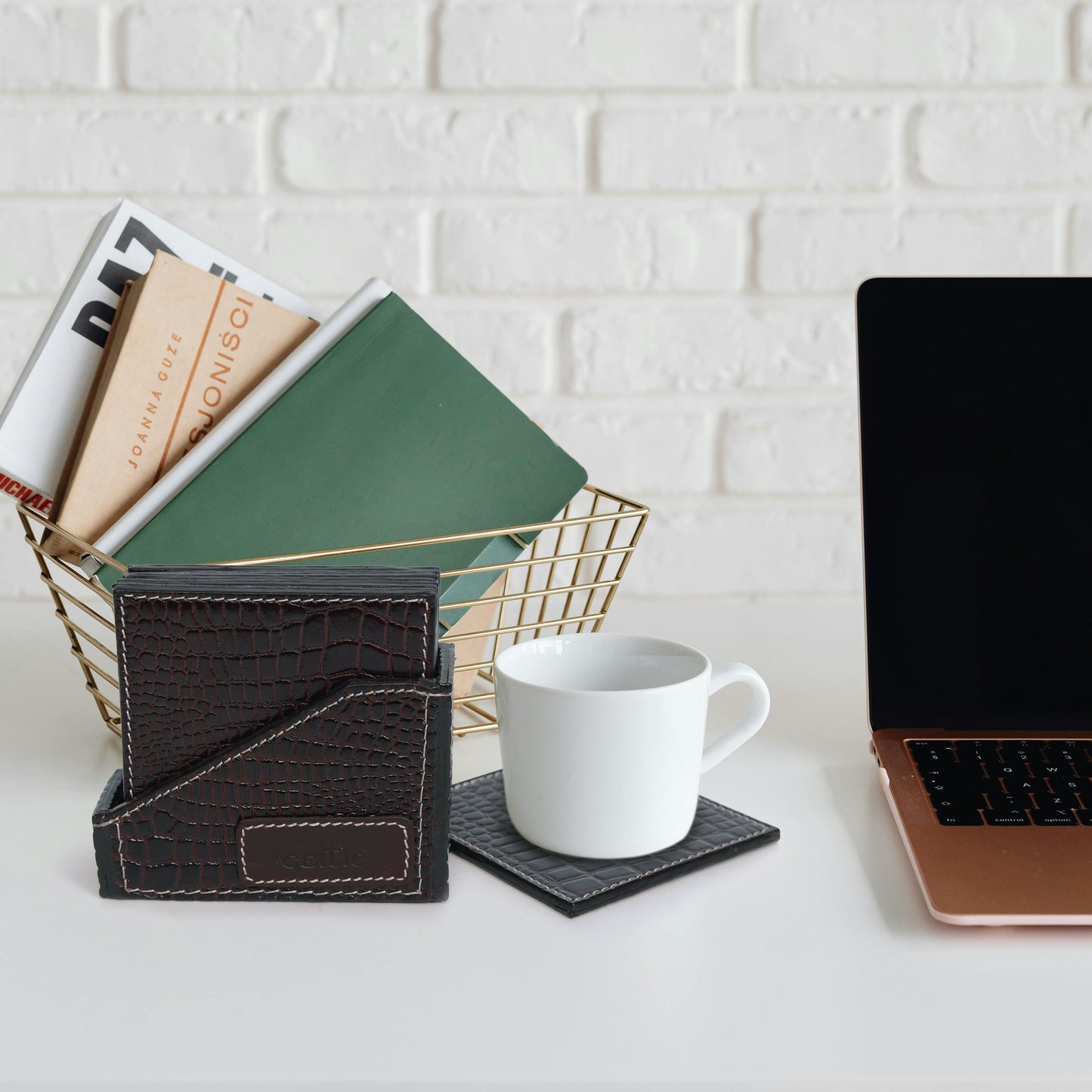 Premium Leather Square Coasters for Office Use – Stylish & Functional Desk Accessory, Art:-LC-02 Pack of 50