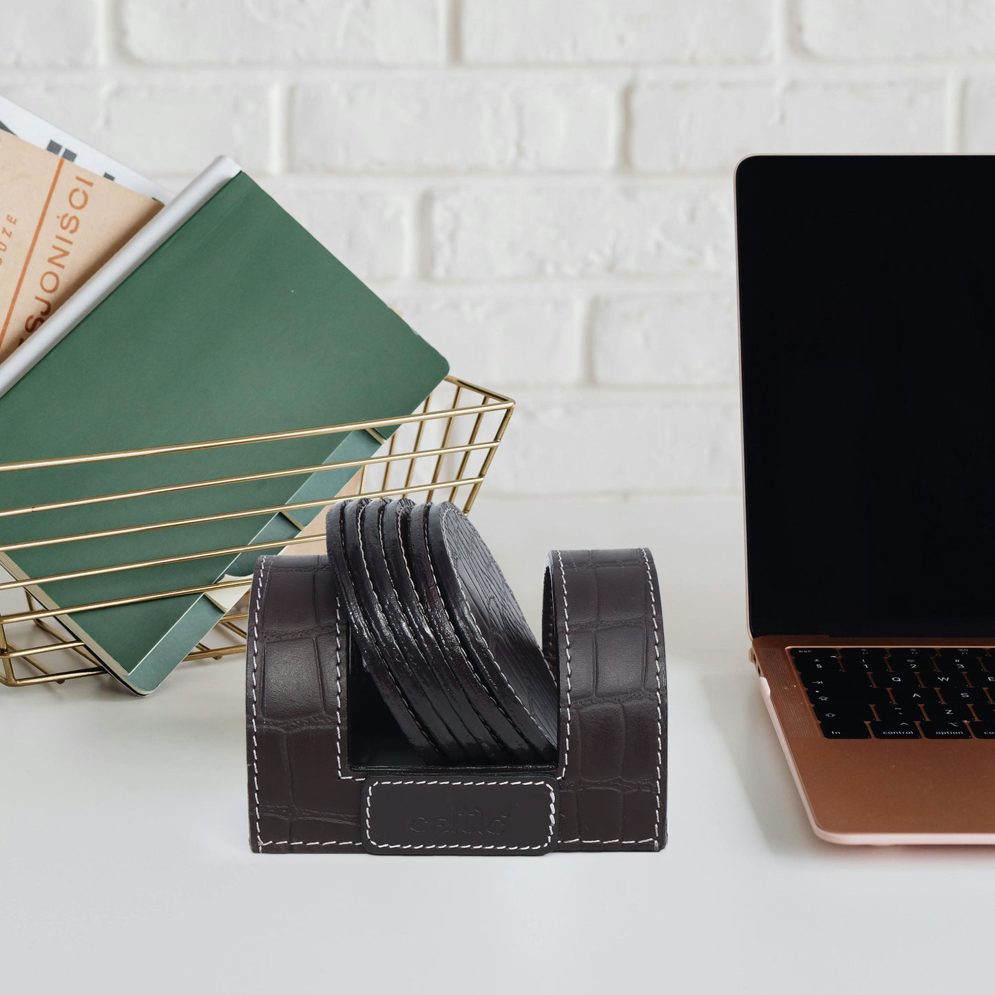 Elegant Leather Coasters for Office Use – Stylish & Durable Desk Accessory  Art: LC-03 Pack of 25