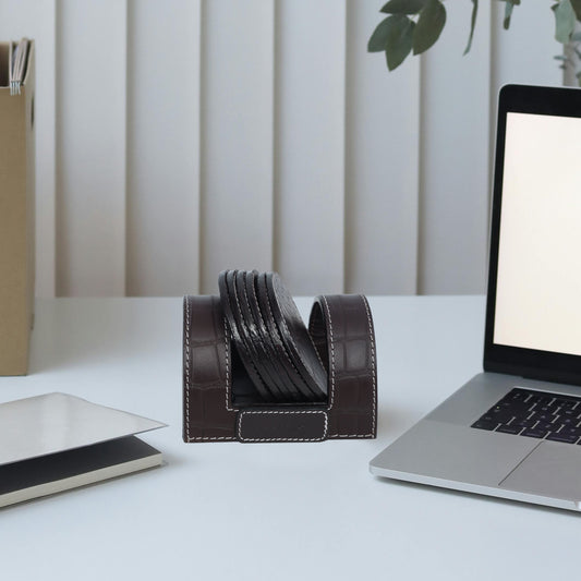 Elegant Leather Coasters for Office Use – Stylish & Durable Desk Accessory Art: LC-03 Pack of 25