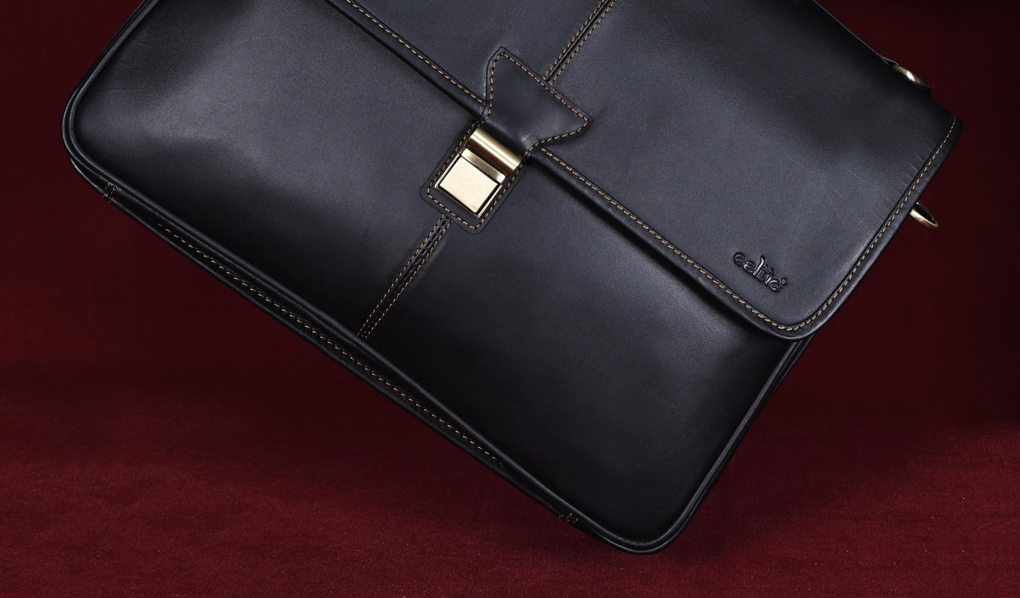 Handcrafted Black Laptop Bag: Brush Antique Fittings, Tan Stitching, and Unmatched Sophistication, Art: BG-1700 Pack of 25