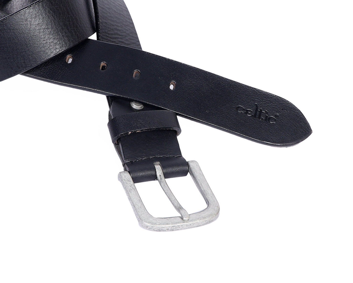 Black Premium Leather Belt With Silver Buckle, Art: LB-739 Pack of 50